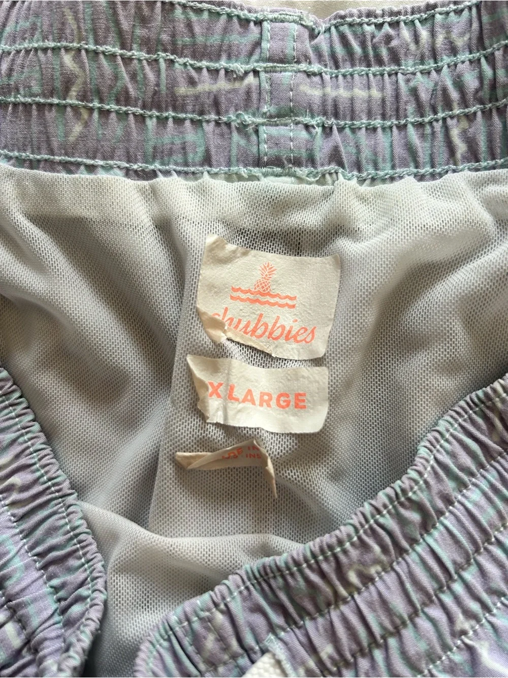 chubbies Colorblock Swim Trunks in Gray, Pink, Light Green